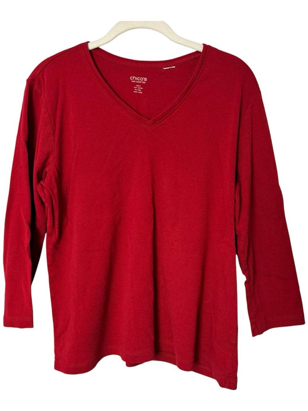 CHICO'S True Color Tee Red 100% Cotton
Size 2 Chico’s Women’s Large